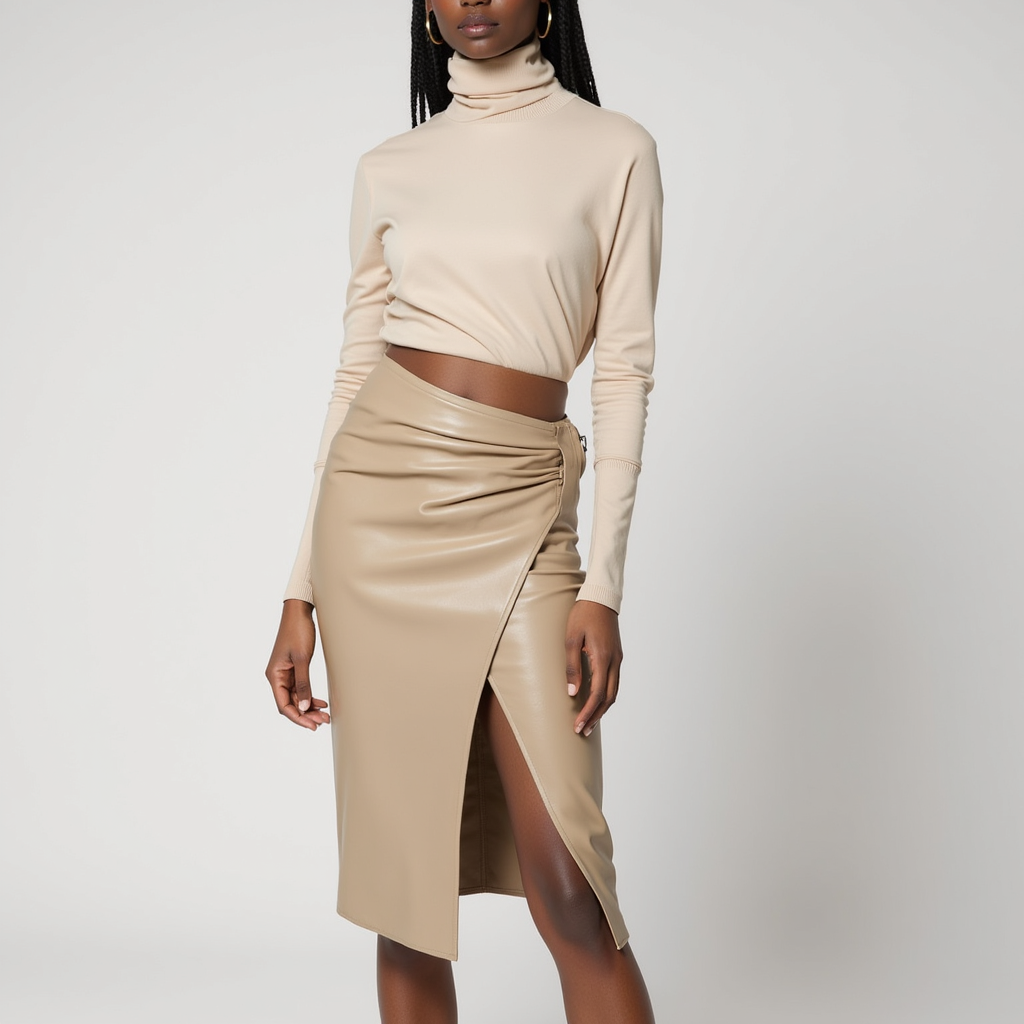 SoleiaMode Jupe Midi Drapée
