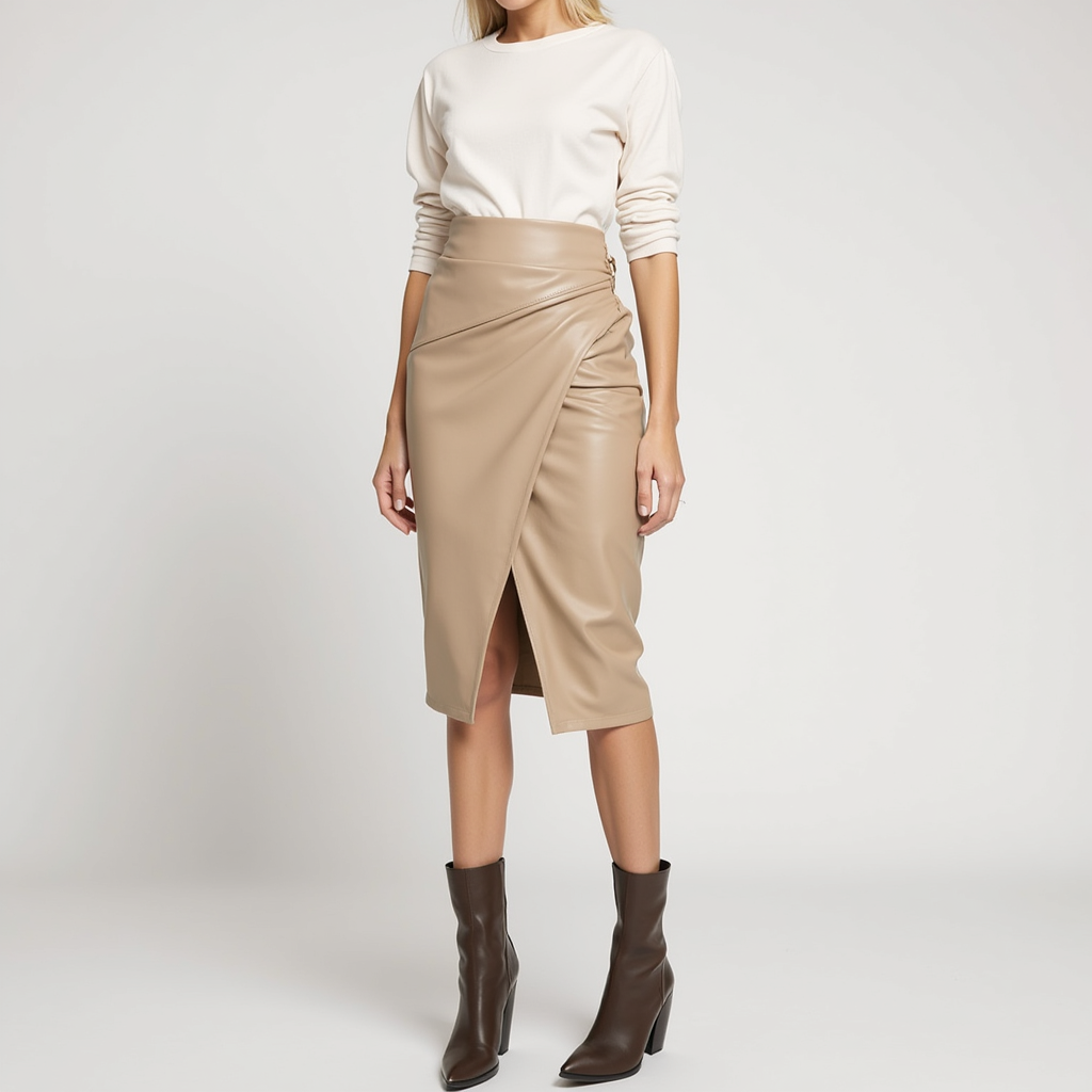SoleiaMode Jupe Midi Drapée