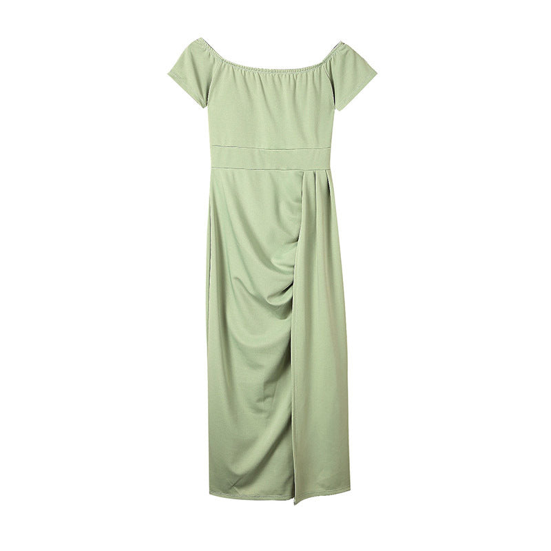 Robe Longue Fendue Épaules Dénudées