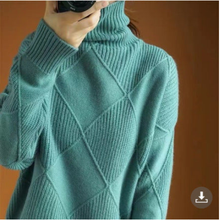Pull Col Montant à Motif Losanges