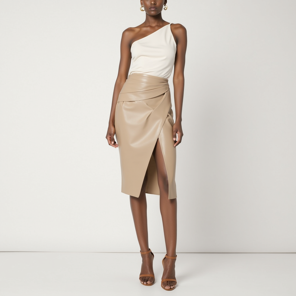 SoleiaMode Jupe Midi Drapée