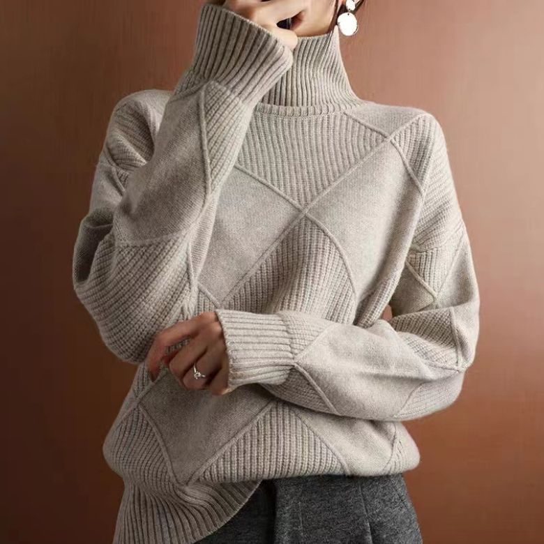 Pull Col Montant à Motif Losanges