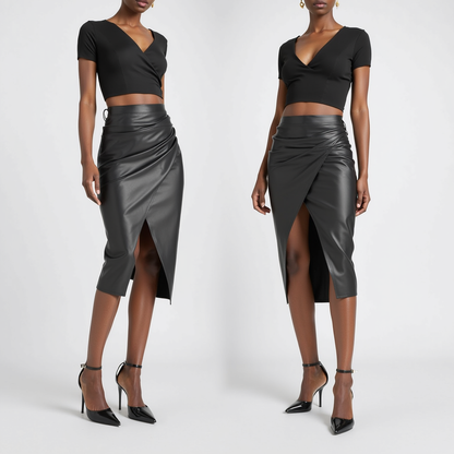 SoleiaMode Jupe Midi Drapée