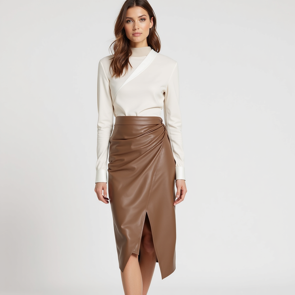 SoleiaMode Jupe Midi Drapée