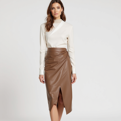 SoleiaMode Jupe Midi Drapée