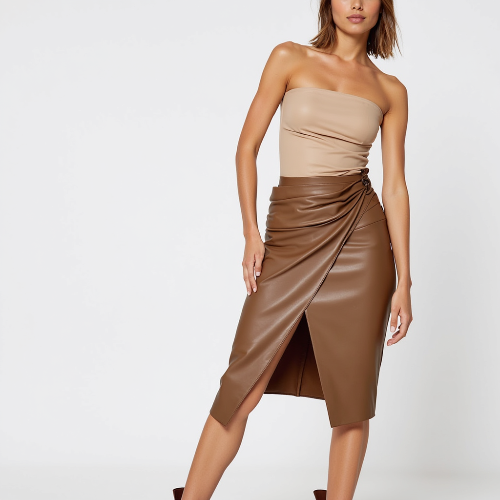 SoleiaMode Jupe Midi Drapée