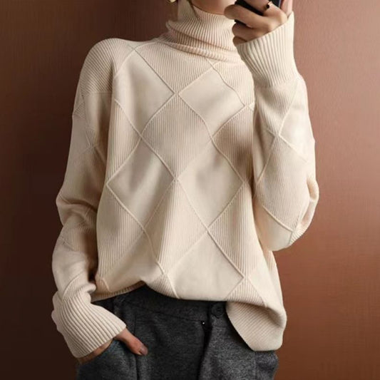 Pull Col Montant à Motif Losanges