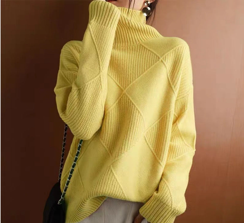 Pull Col Montant à Motif Losanges