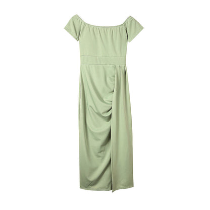 Robe Longue Fendue Épaules Dénudées
