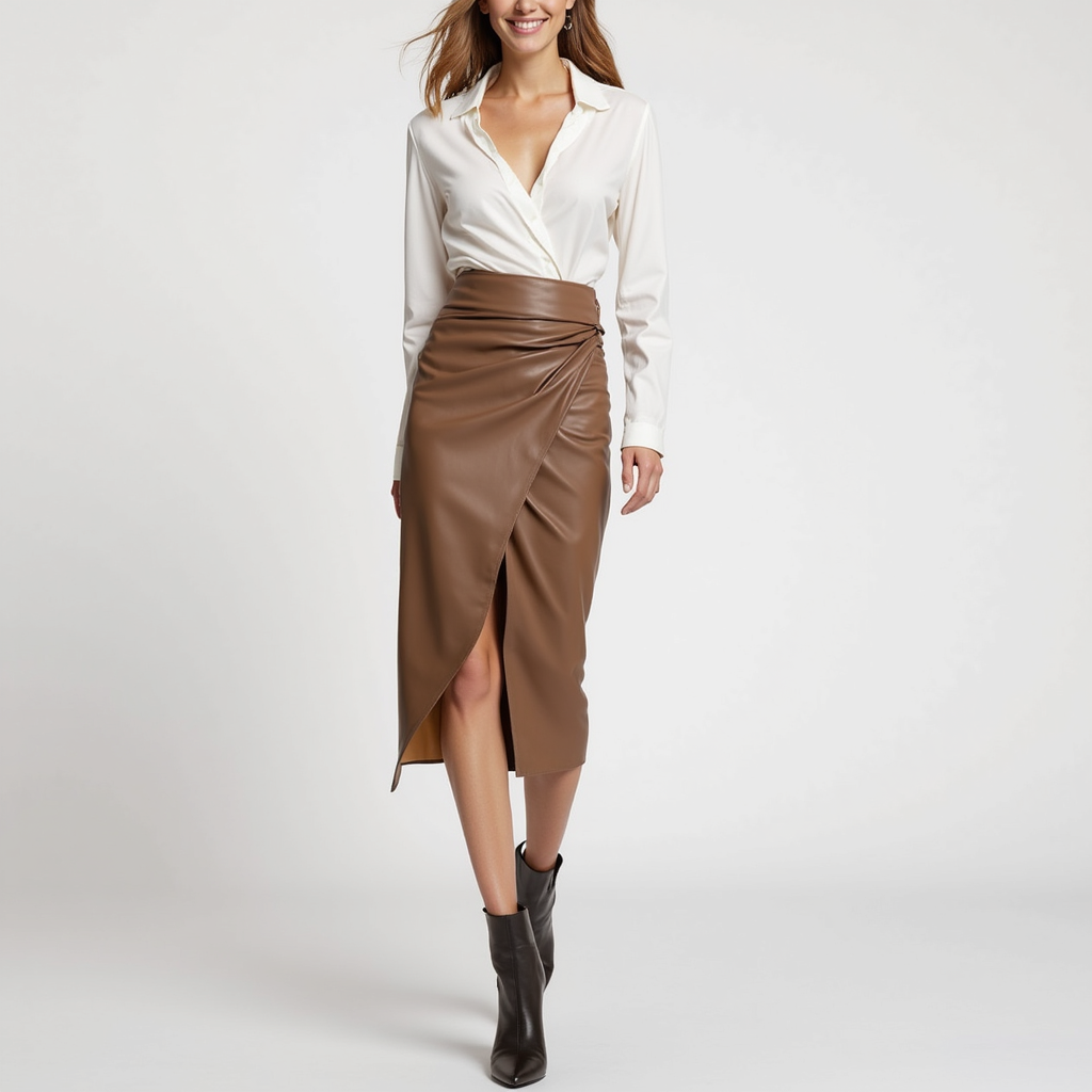 SoleiaMode Jupe Midi Drapée