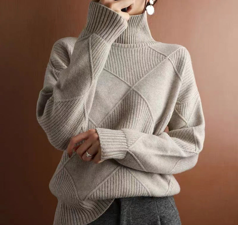 Pull Col Montant à Motif Losanges