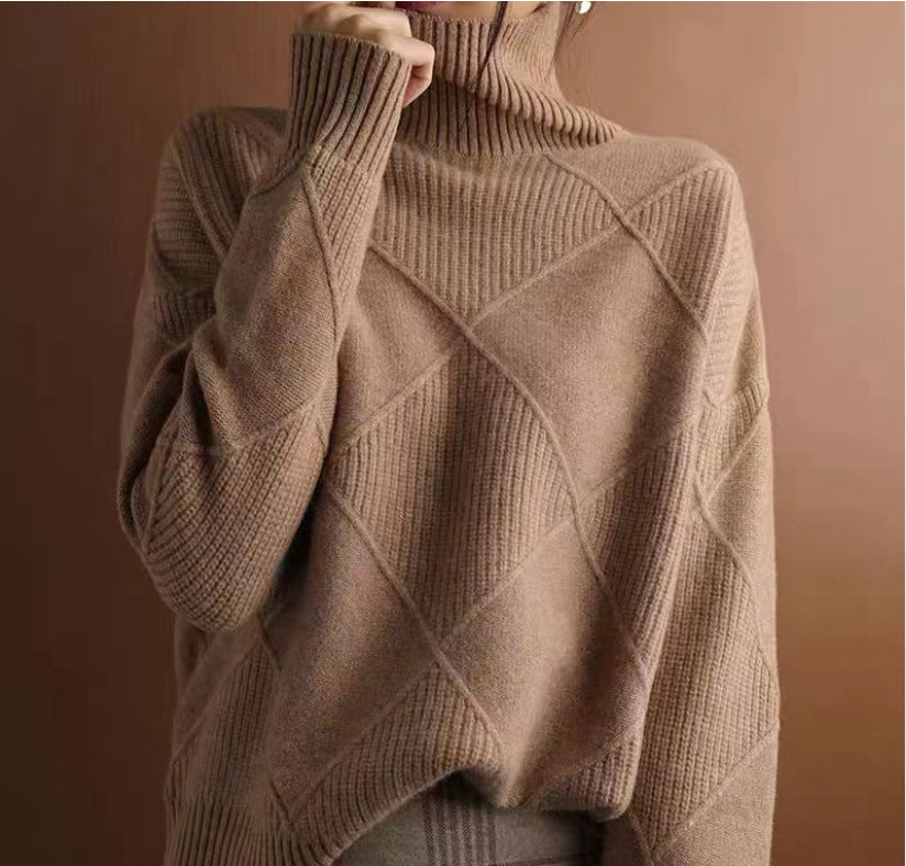 Pull Col Montant à Motif Losanges