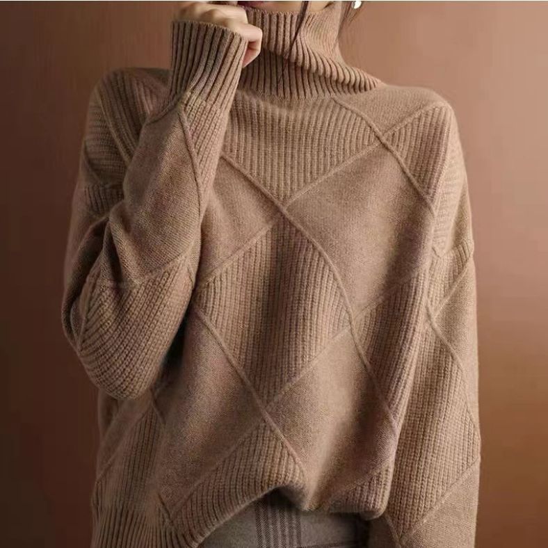 Pull Col Montant à Motif Losanges