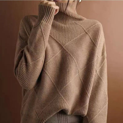 Pull Col Montant à Motif Losanges