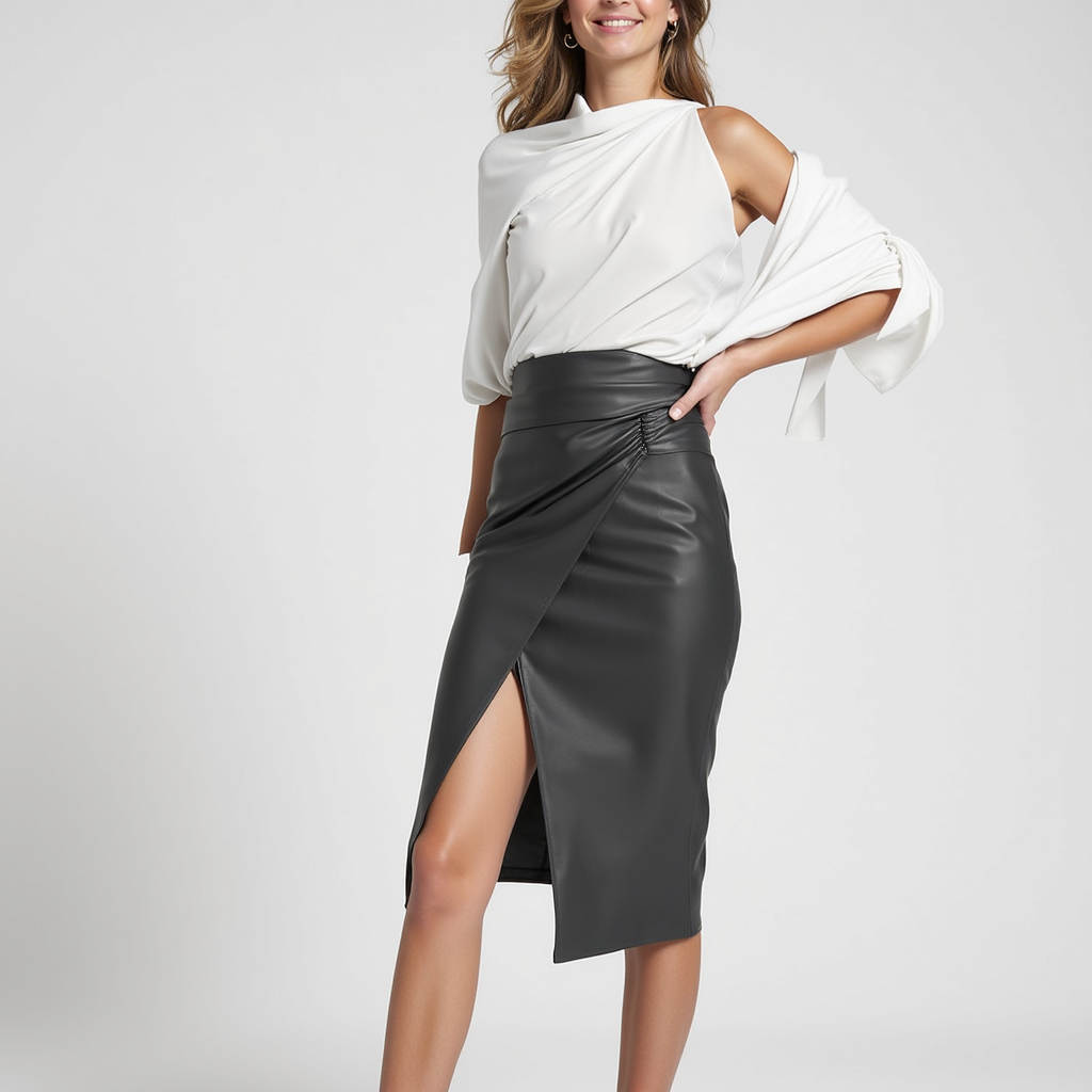 SoleiaMode Jupe Midi Drapée